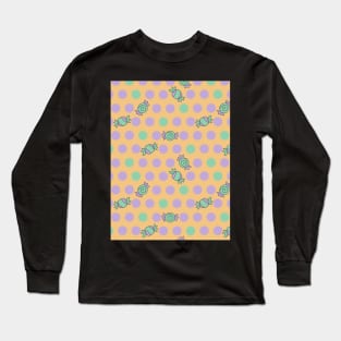 Polka Dots and Scattered Candy - Halloween Pattern - Pastel Colors Long Sleeve T-Shirt